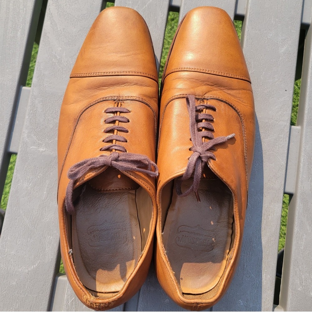 Thursday Boot Co Executive Oxford Tan Leather Cap Toe Dress Shoes Mens 7 US